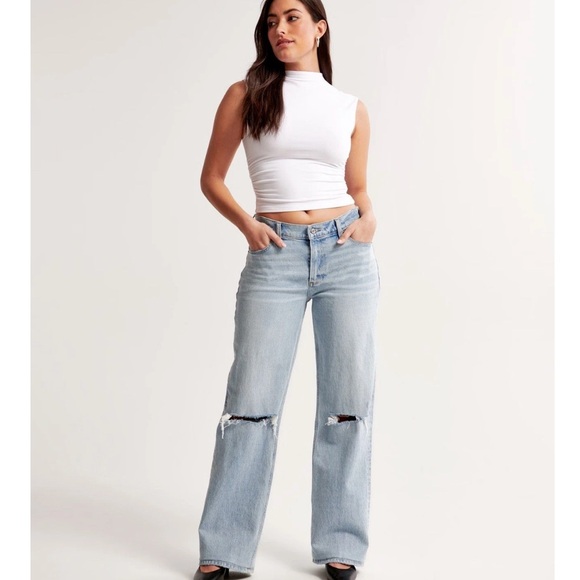 Abercrombie Fitch Jeans Women’s Size 6 / 28 The Baggy Low Rise Curve Love Ripped - Picture 1 of 15